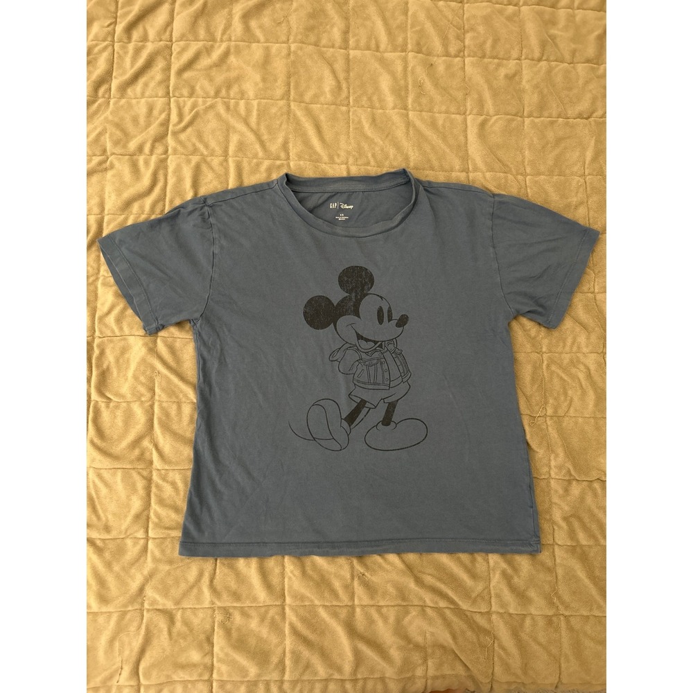 Gap Disney Mickey Mouse Graphic T-Shirt Kids XS Blue Gray Short Sleeve Tee
